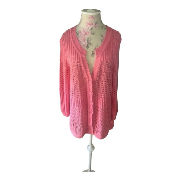 Christopher & Banks Pink Cardigan with Relaxed Fit and V-Neck Excellent - Picture 1 of 10